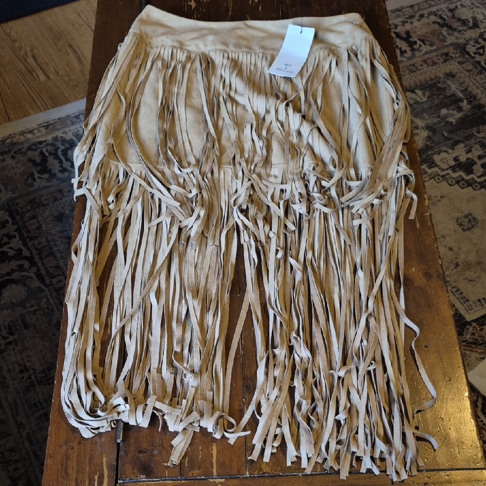 Tan Fringed Midi Skirt for Resort Wear